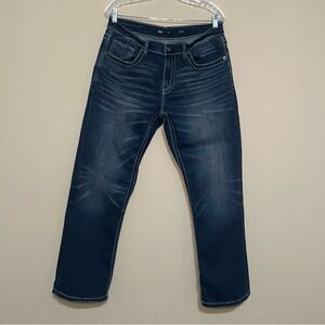 BKE Jake Straight Jeans Mens 33x30 Buckle Straight Leg Blue Stretch Denim
